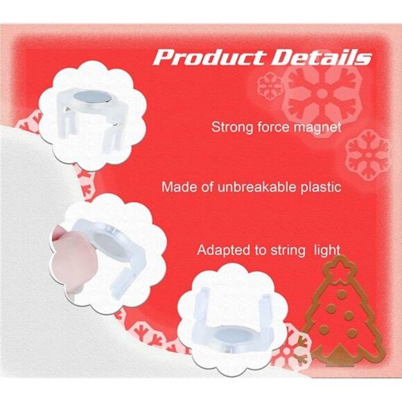 Magnetic Christmas Light Clips for E17-C9 Holiday Lighting Sockets (Nickel-25MC) - Picture 5 of 6